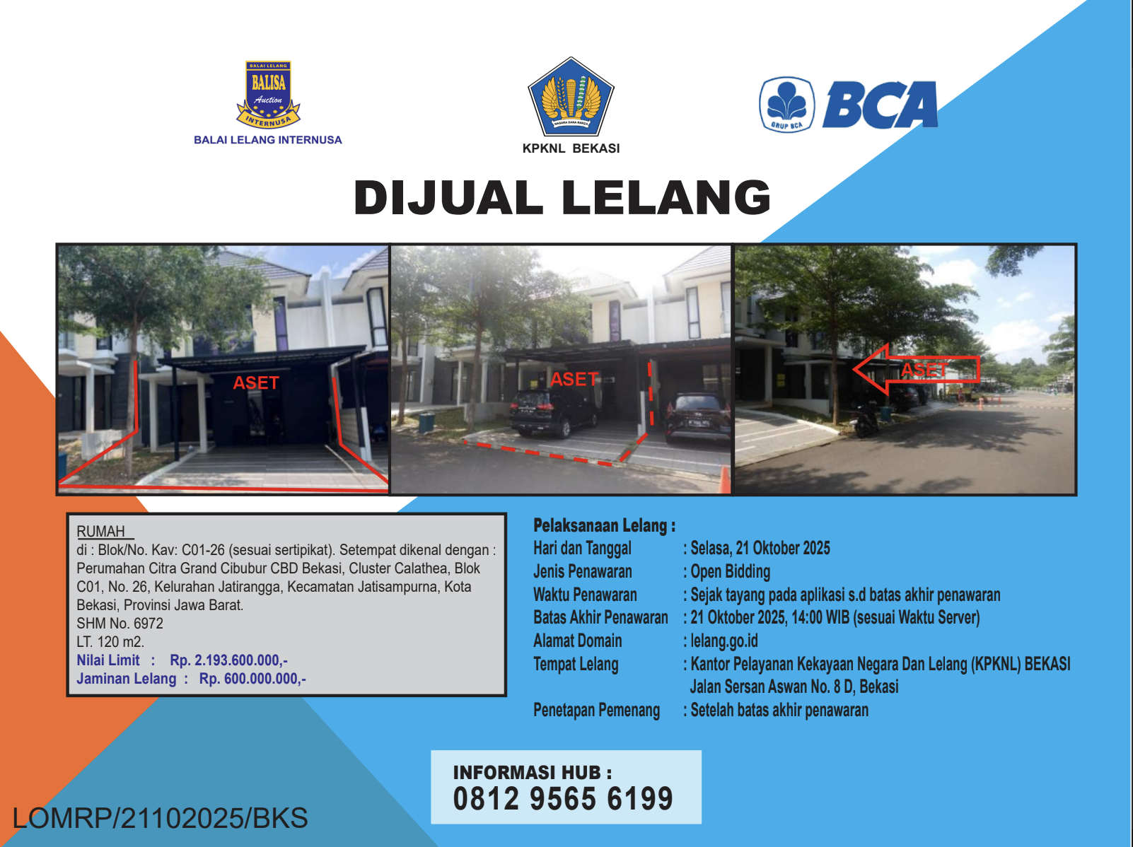 RUMAH DI PERUMAHAN CITRA GRAND CIBUBUR CBD BEKASI,CLUSTER CALATHEA, DENGAN LUAS TANAH 120m2