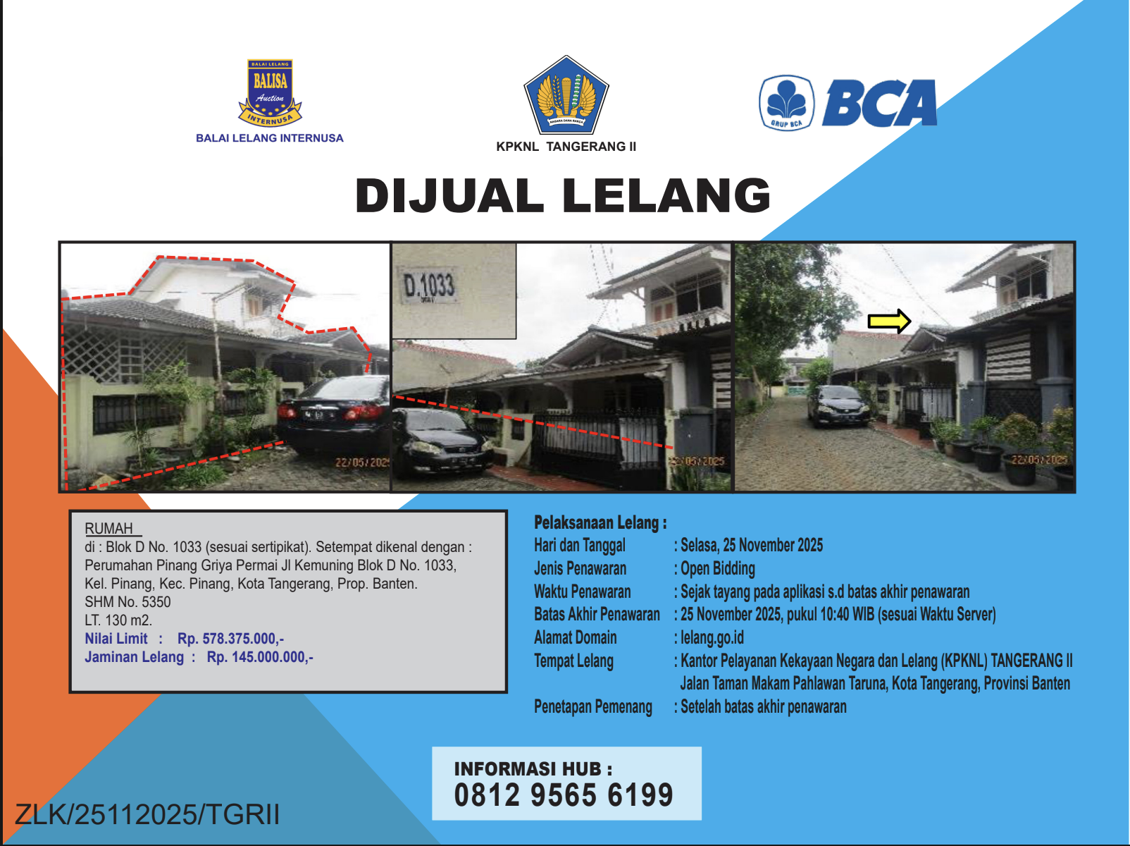 RUMAH DI PERUMAHAN PINANG GRIYA PERMAI, TANGERANG DENGAN LUAS TANAH 130m2