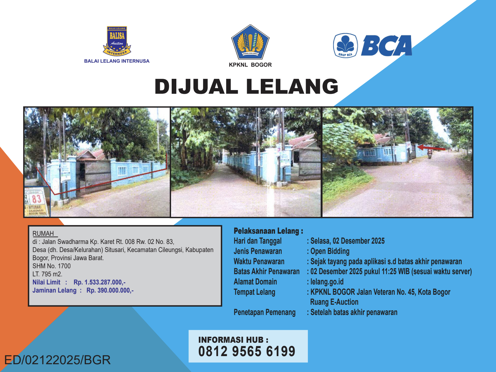 RUMAH DI JALAN SWADHARMA, BOGOR DENGAN LUAS TANAH 795m2