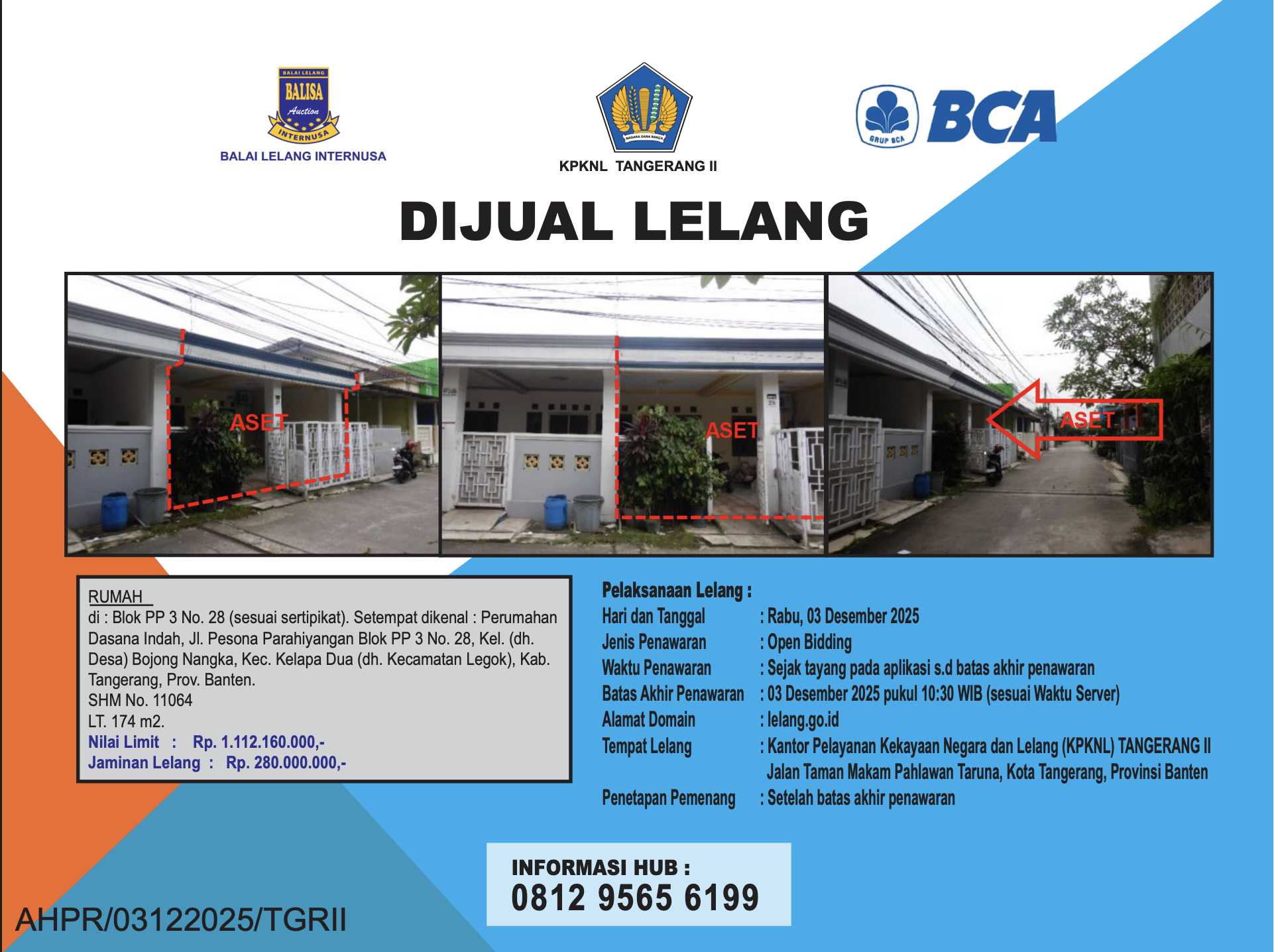 RUMAH DI PERUMAHAN DASANA INDAH, TANGERANG DENGAN LUAS TANAH 174m2