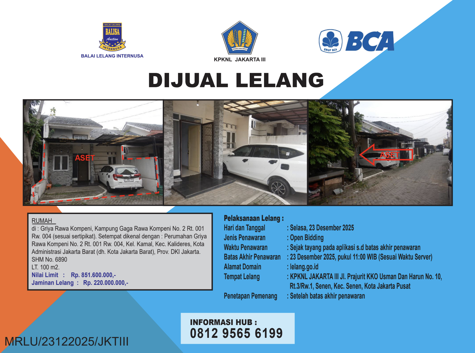 RUMAH DI PERUMAHAN GRIYA RAWA KOMPENI, JAKARTA BARAT DENGAN LUAS TANAH 100m2