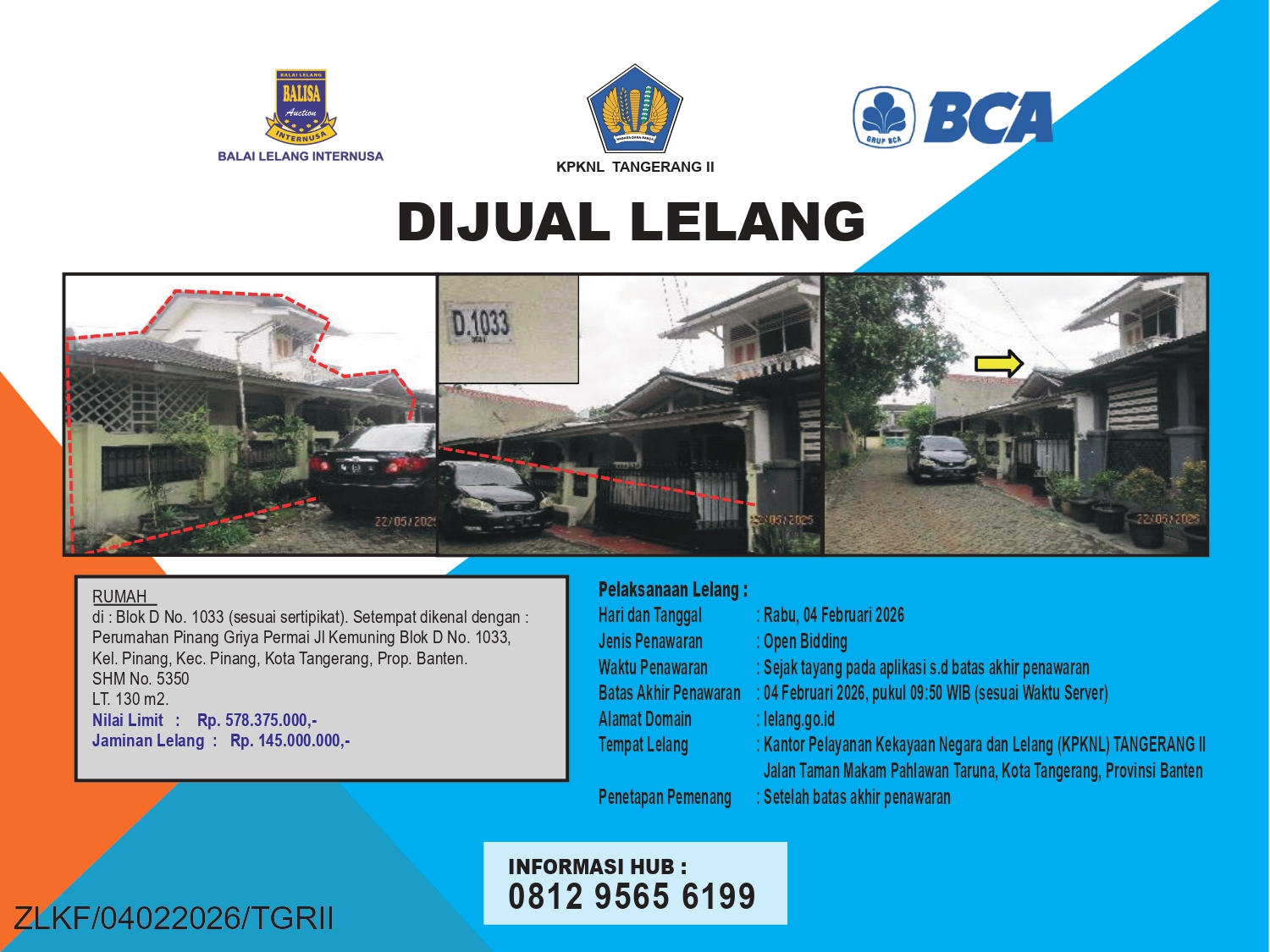 RUMAH DI PERUMAHAN PINANG GRIYA PERMAI, TANGERANG DENGAN LUAS TANAH 130m2