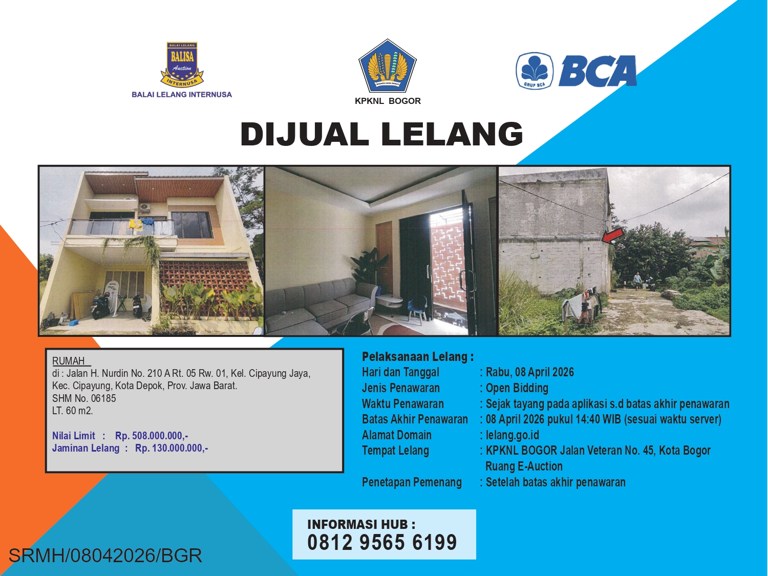 RUMAH DI JALAN H. NURDIN, DEPOK DENGAN LUAS TANAH 60m2