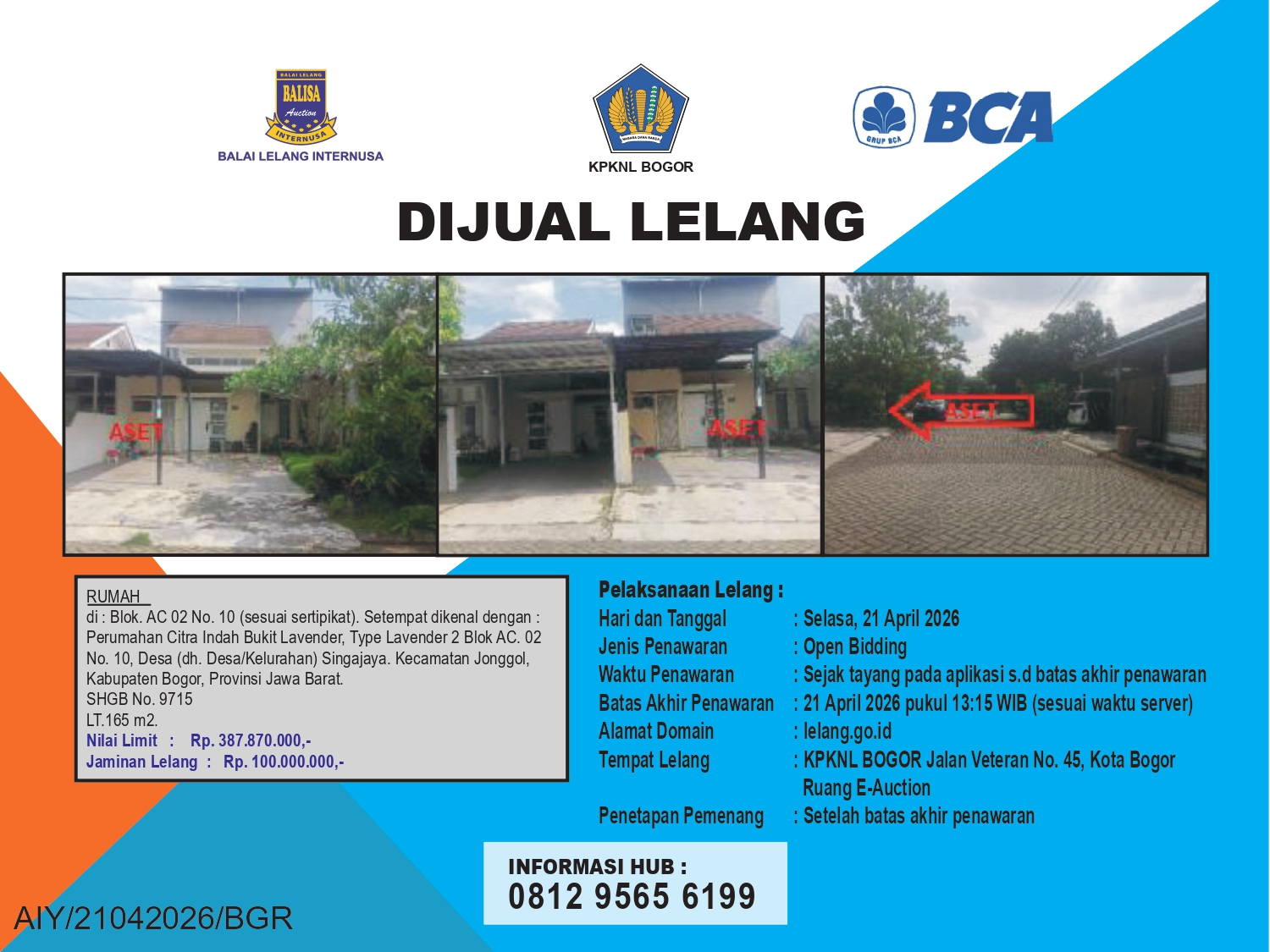 PERUMAHAN CITRA INDAH BUKIT LAVENDER, BOGOR DENGAN LUAS TANAH 165m2