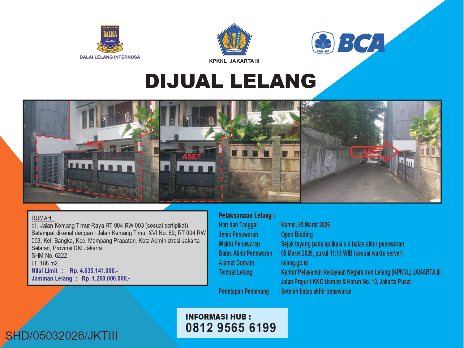 RUMAH DI JALAN KEMANG TIMUR RAYA, JAKARTA SELATAN DENGAN LUAS TANAH 188m2