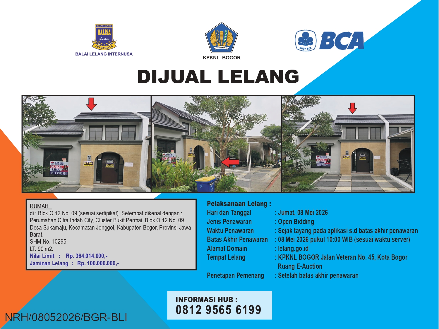 RUMAH DI PERUMAHAN CITRA INDAH CITY, BOGOR DENGAN LUAS TANAH 90m2