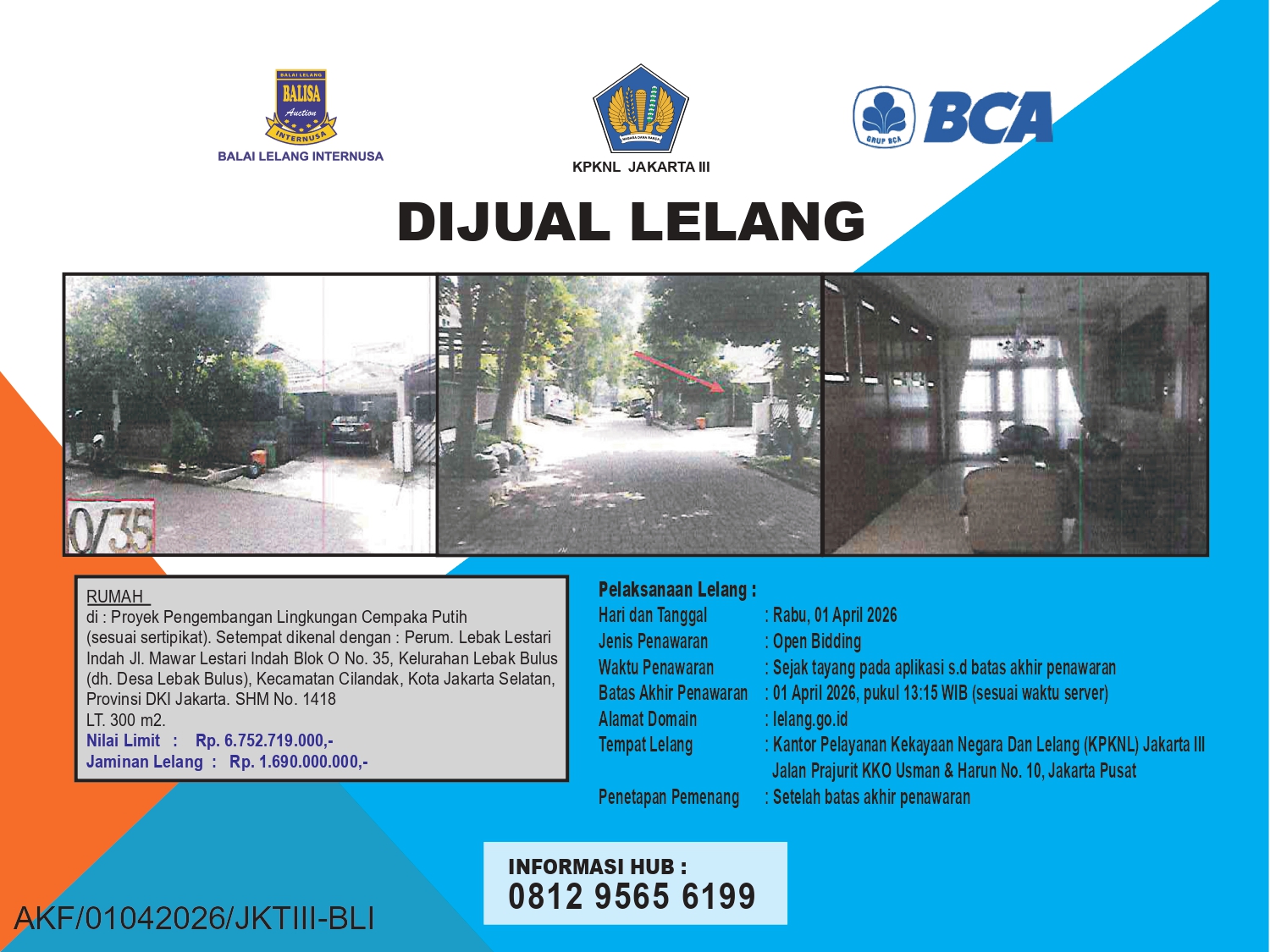 RUMAH DI PERUMAHAN LEBAK LESTARI INDAH, CILANDAK, JAKARTA SELATAN