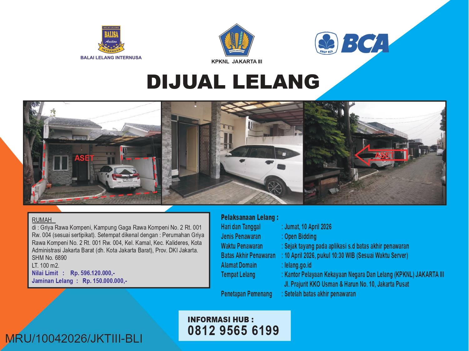 RUMAH DI PERUMAHAN GRIYA RAWA KOMPENI, JAKARTA BARAT DENGAN LUAS TANAH 100m2